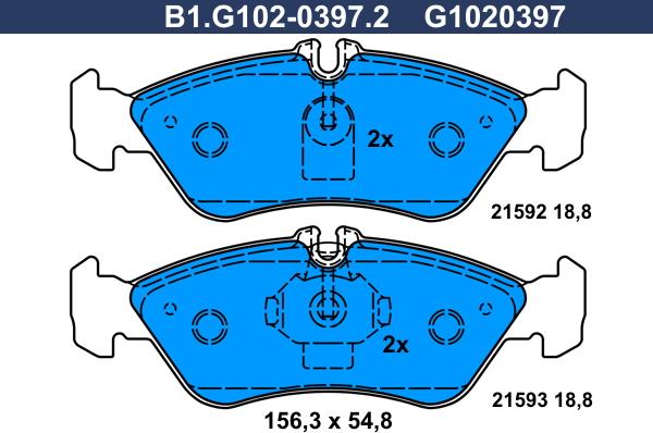 Galfer B1.G102-0397.2 - Комплект спирачно феродо, дискови спирачки vvparts.bg