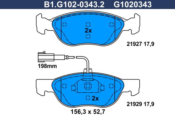 Galfer B1.G102-0343.2 - Комплект спирачно феродо, дискови спирачки vvparts.bg