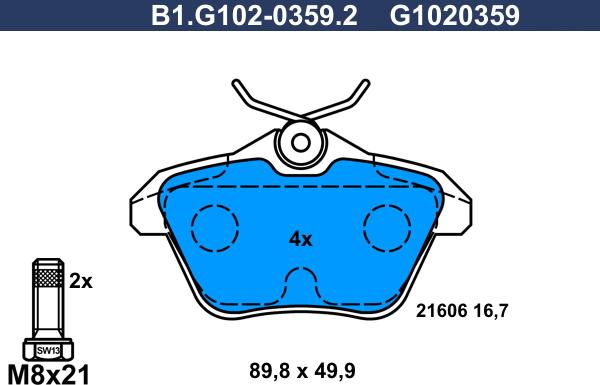 Galfer B1.G102-0359.2 - Комплект спирачно феродо, дискови спирачки vvparts.bg