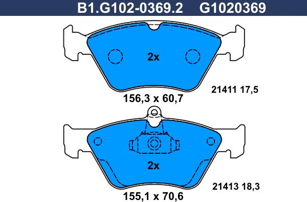 Galfer B1.G102-0369.2 - Комплект спирачно феродо, дискови спирачки vvparts.bg