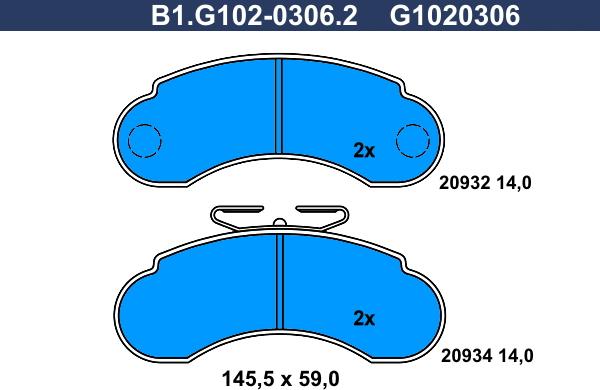 Galfer B1.G102-0306.2 - Комплект спирачно феродо, дискови спирачки vvparts.bg