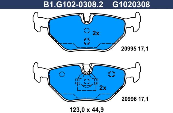 Galfer B1.G102-0308.2 - Комплект спирачно феродо, дискови спирачки vvparts.bg