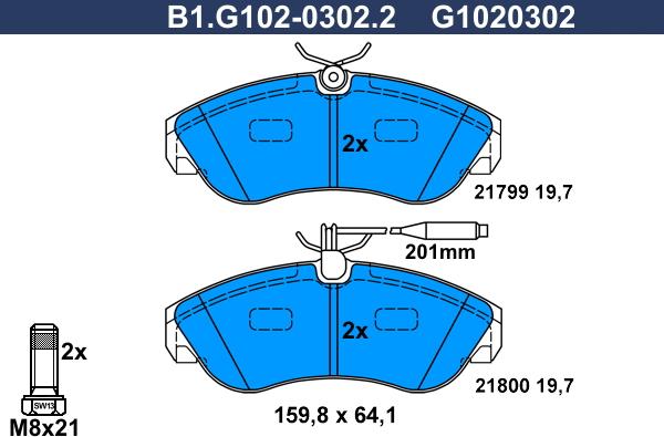 Galfer B1.G102-0302.2 - Комплект спирачно феродо, дискови спирачки vvparts.bg
