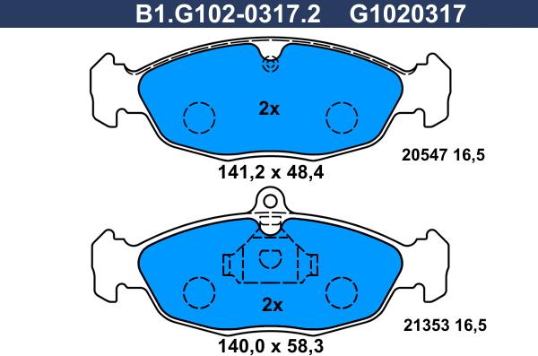 Galfer B1.G102-0317.2 - Комплект спирачно феродо, дискови спирачки vvparts.bg