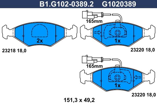 Galfer B1.G102-0389.2 - Комплект спирачно феродо, дискови спирачки vvparts.bg