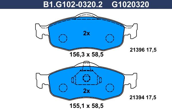 Galfer B1.G102-0320.2 - Комплект спирачно феродо, дискови спирачки vvparts.bg