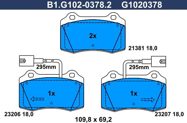 Galfer B1.G102-0378.2 - Комплект спирачно феродо, дискови спирачки vvparts.bg