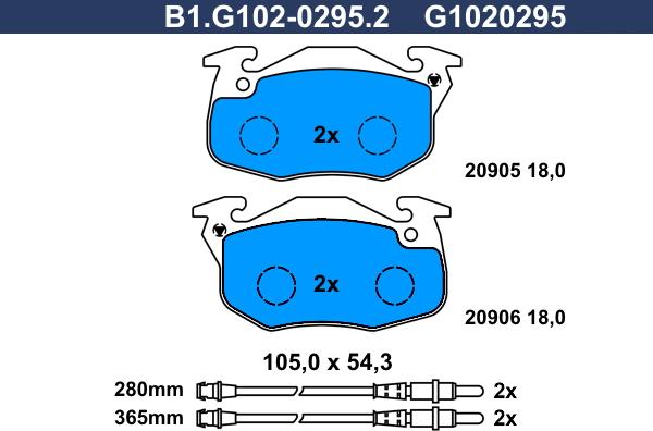 Galfer B1.G102-0295.2 - Комплект спирачно феродо, дискови спирачки vvparts.bg