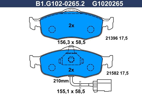 Galfer B1.G102-0265.2 - Комплект спирачно феродо, дискови спирачки vvparts.bg
