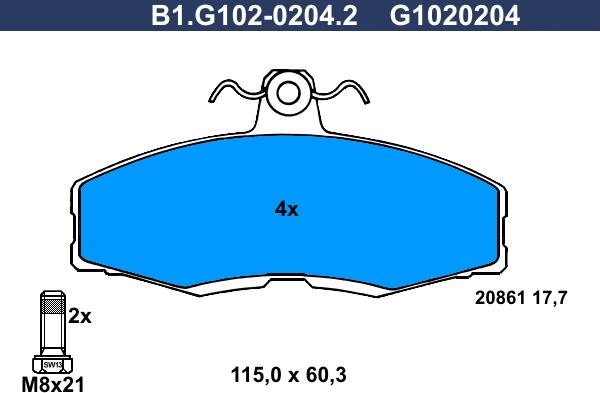 Galfer B1.G102-0204.2 - Комплект спирачно феродо, дискови спирачки vvparts.bg