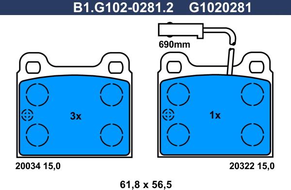 Galfer B1.G102-0281.2 - Комплект спирачно феродо, дискови спирачки vvparts.bg