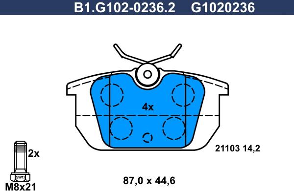 Galfer B1.G102-0236.2 - Комплект спирачно феродо, дискови спирачки vvparts.bg