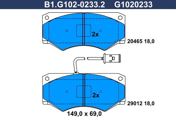 Galfer B1.G102-0233.2 - Комплект спирачно феродо, дискови спирачки vvparts.bg