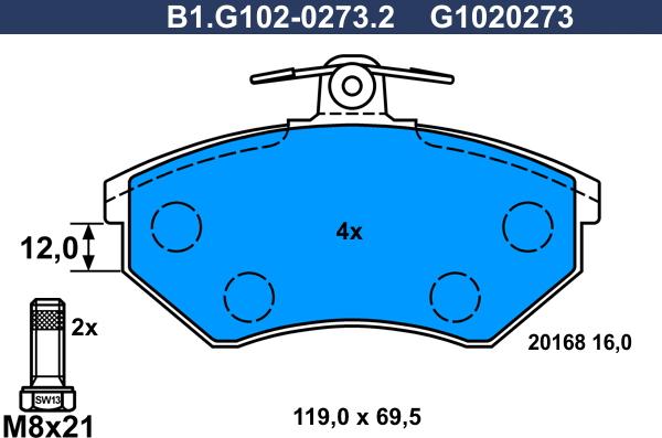 Galfer B1.G102-0273.2 - Комплект спирачно феродо, дискови спирачки vvparts.bg