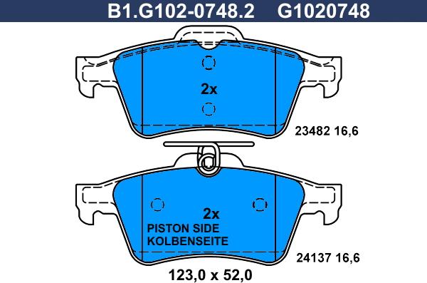 Galfer B1.G102-0748.2 - Комплект спирачно феродо, дискови спирачки vvparts.bg