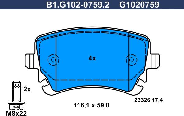Galfer B1.G102-0759.2 - Комплект спирачно феродо, дискови спирачки vvparts.bg