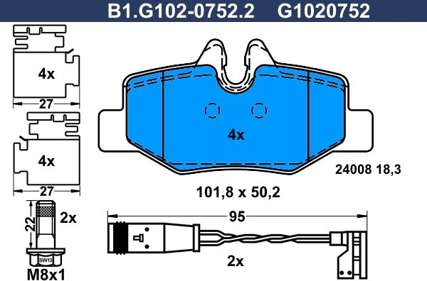 Galfer B1.G102-0752.2 - Комплект спирачно феродо, дискови спирачки vvparts.bg