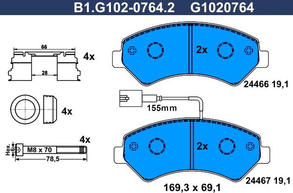 Galfer B1.G102-0764.2 - Комплект спирачно феродо, дискови спирачки vvparts.bg