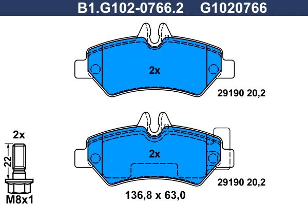 Galfer B1.G102-0766.2 - Комплект спирачно феродо, дискови спирачки vvparts.bg