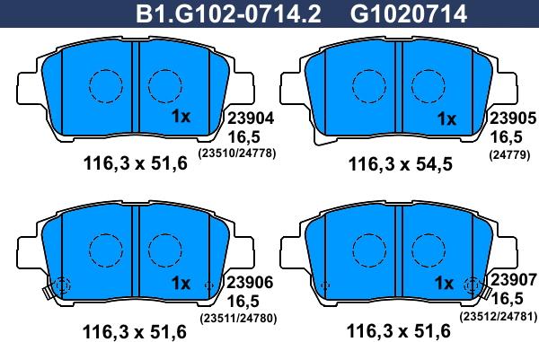 Galfer B1.G102-0714.2 - Комплект спирачно феродо, дискови спирачки vvparts.bg