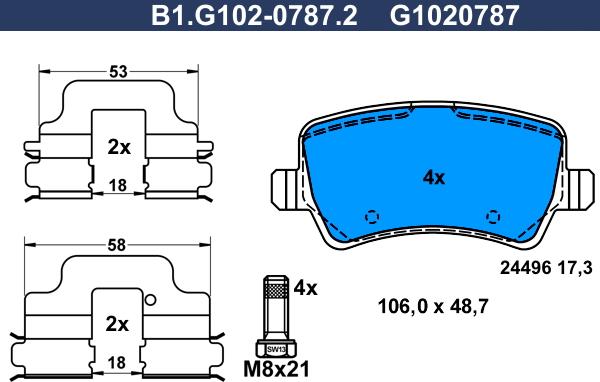 Galfer B1.G102-0787.2 - Комплект спирачно феродо, дискови спирачки vvparts.bg