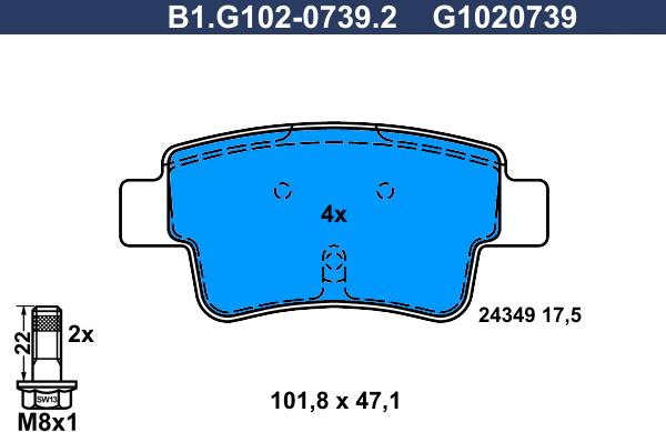 Galfer B1.G102-0739.2 - Комплект спирачно феродо, дискови спирачки vvparts.bg