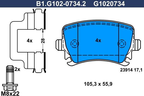 Galfer B1.G102-0734.2 - Комплект спирачно феродо, дискови спирачки vvparts.bg