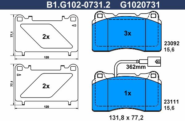 Galfer B1.G102-0731.2 - Комплект спирачно феродо, дискови спирачки vvparts.bg