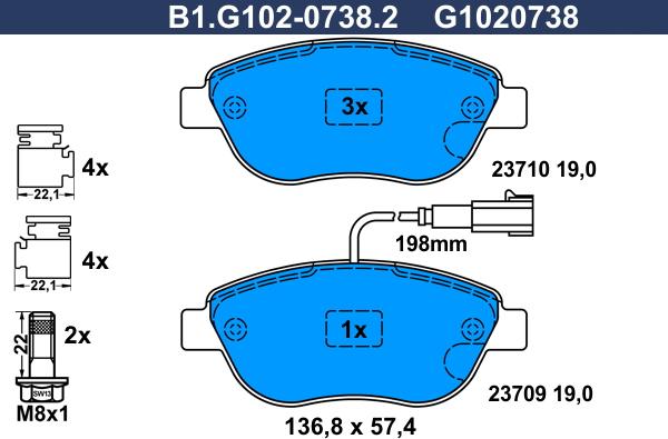 Galfer B1.G102-0738.2 - Комплект спирачно феродо, дискови спирачки vvparts.bg