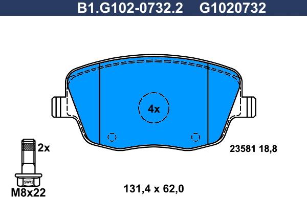 Galfer B1.G102-0732.2 - Комплект спирачно феродо, дискови спирачки vvparts.bg