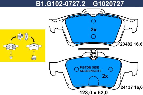 Galfer B1.G102-0727.2 - Комплект спирачно феродо, дискови спирачки vvparts.bg