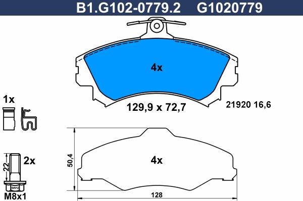 Galfer B1.G102-0779.2 - Комплект спирачно феродо, дискови спирачки vvparts.bg