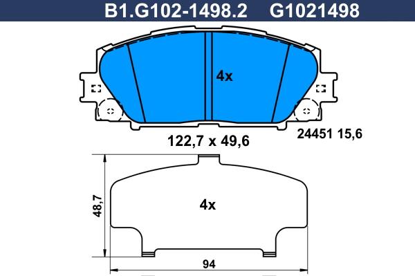 Galfer B1.G102-1498.2 - Комплект спирачно феродо, дискови спирачки vvparts.bg