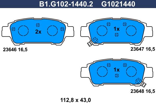 Galfer B1.G102-1440.2 - Комплект спирачно феродо, дискови спирачки vvparts.bg