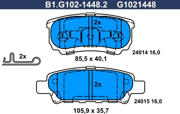 Galfer B1.G102-1448.2 - Комплект спирачно феродо, дискови спирачки vvparts.bg