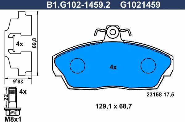 Galfer B1.G102-1459.2 - Комплект спирачно феродо, дискови спирачки vvparts.bg