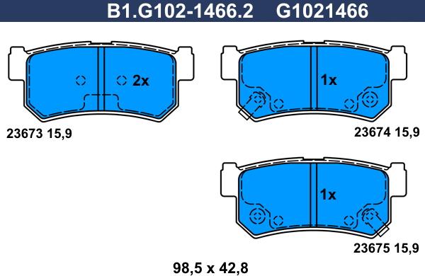 Galfer B1.G102-1466.2 - Комплект спирачно феродо, дискови спирачки vvparts.bg