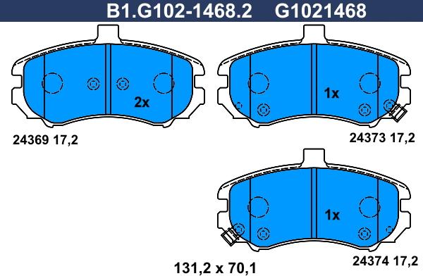 Galfer B1.G102-1468.2 - Комплект спирачно феродо, дискови спирачки vvparts.bg