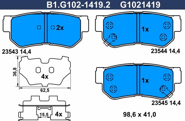 Galfer B1.G102-1419.2 - Комплект спирачно феродо, дискови спирачки vvparts.bg