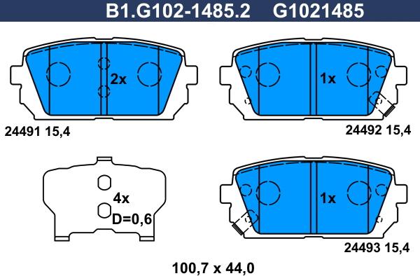 Galfer B1.G102-1485.2 - Комплект спирачно феродо, дискови спирачки vvparts.bg