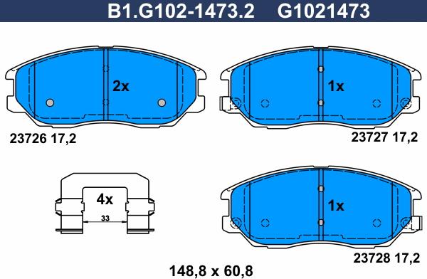 Galfer B1.G102-1473.2 - Комплект спирачно феродо, дискови спирачки vvparts.bg