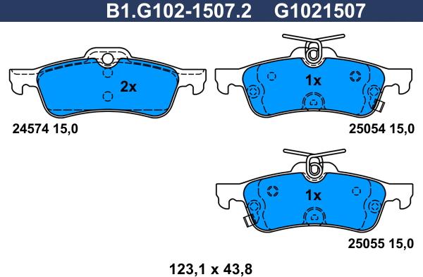 Galfer B1.G102-1507.2 - Комплект спирачно феродо, дискови спирачки vvparts.bg