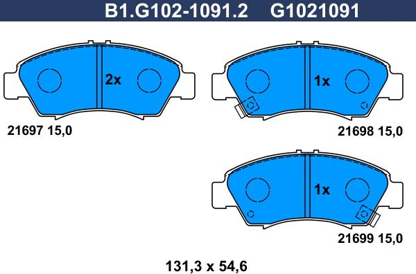 Galfer B1.G102-1091.2 - Комплект спирачно феродо, дискови спирачки vvparts.bg