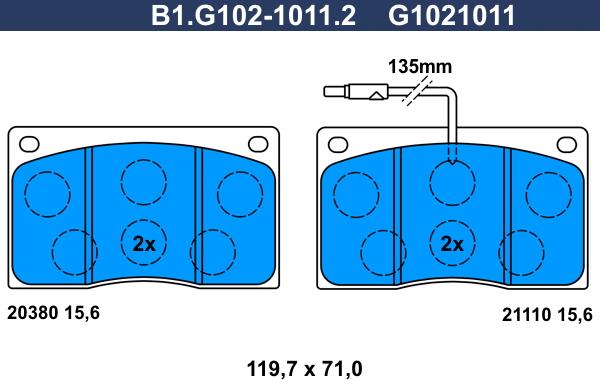 Galfer B1.G102-1011.2 - Комплект спирачно феродо, дискови спирачки vvparts.bg