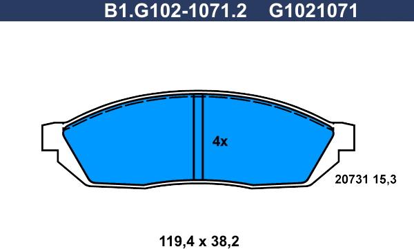 Galfer B1.G102-1071.2 - Комплект спирачно феродо, дискови спирачки vvparts.bg