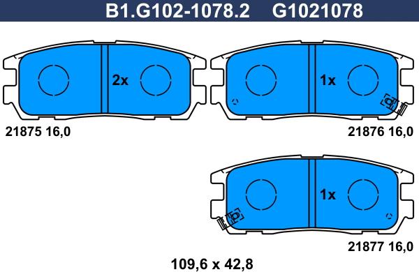 Galfer B1.G102-1078.2 - Комплект спирачно феродо, дискови спирачки vvparts.bg