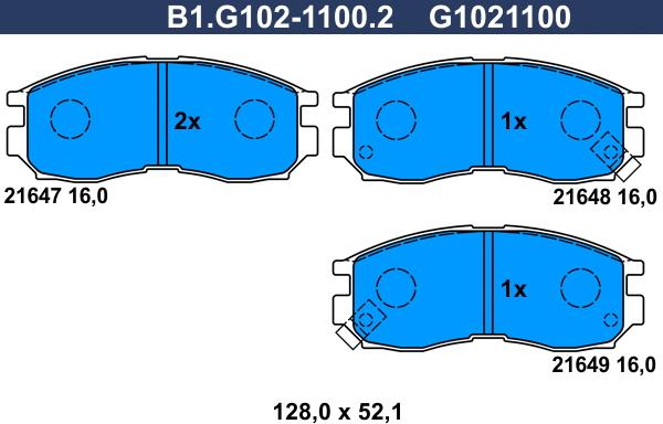 Galfer B1.G102-1100.2 - Комплект спирачно феродо, дискови спирачки vvparts.bg