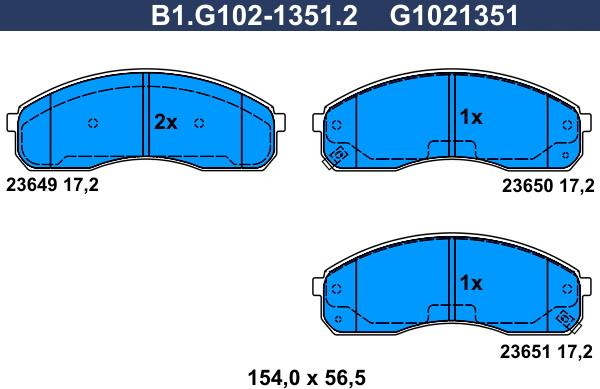 Galfer B1.G102-1351.2 - Комплект спирачно феродо, дискови спирачки vvparts.bg