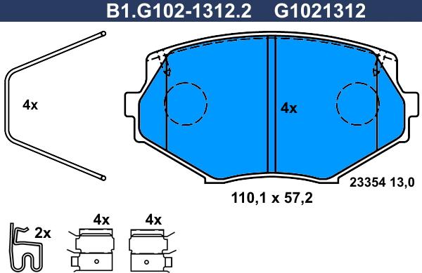 Galfer B1.G102-1312.2 - Комплект спирачно феродо, дискови спирачки vvparts.bg