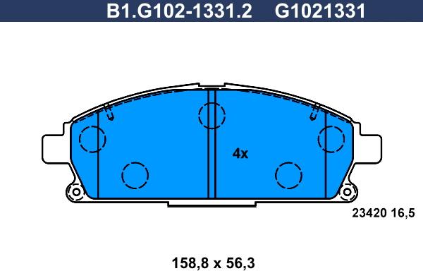 Galfer B1.G102-1331.2 - Комплект спирачно феродо, дискови спирачки vvparts.bg